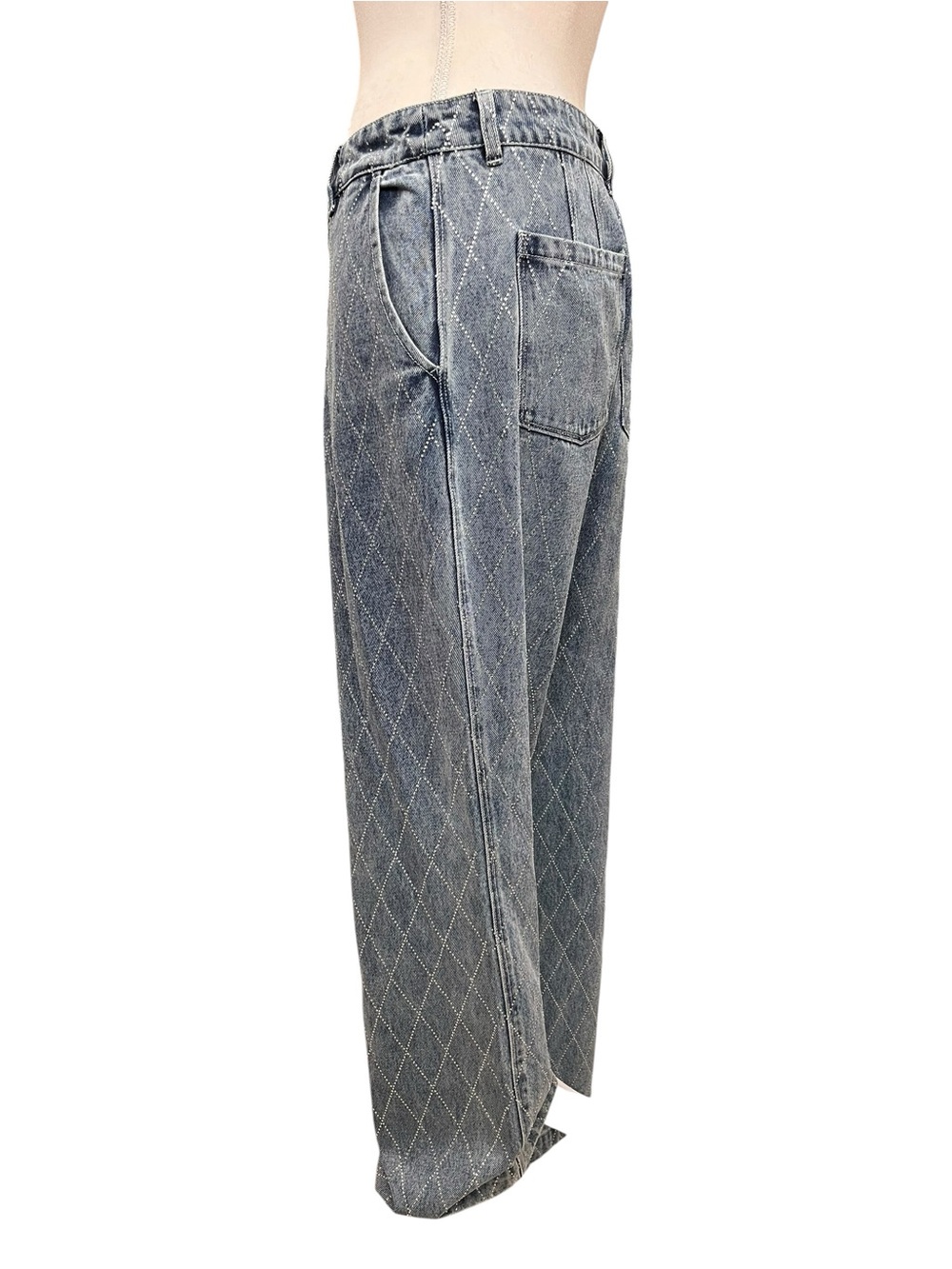 House of Harlow 1960 Rhinestone Diamond Wide Leg Jeans Size 28 - Picture 7 of 10